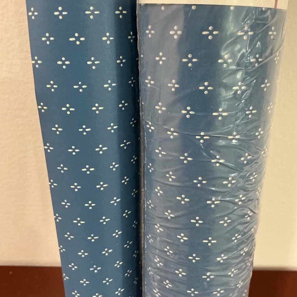 Vintage Waverly ‎ Wallpaper Roll Dot Pattern Blue/White 4322H Sealed With Extra